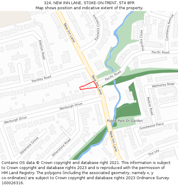 324, NEW INN LANE, STOKE-ON-TRENT, ST4 8PR: Location map and indicative extent of plot