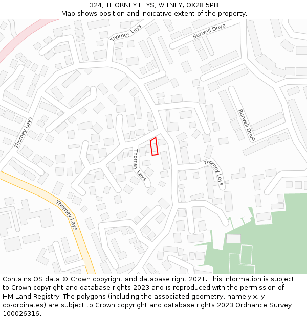 324, THORNEY LEYS, WITNEY, OX28 5PB: Location map and indicative extent of plot