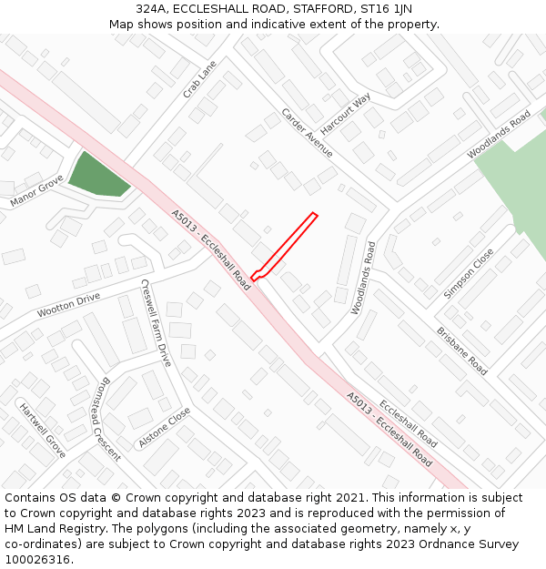 324A, ECCLESHALL ROAD, STAFFORD, ST16 1JN: Location map and indicative extent of plot