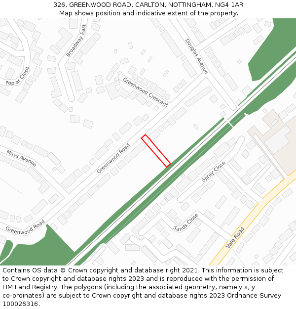 326, GREENWOOD ROAD, CARLTON, NOTTINGHAM, NG4 1AR: Location map and indicative extent of plot