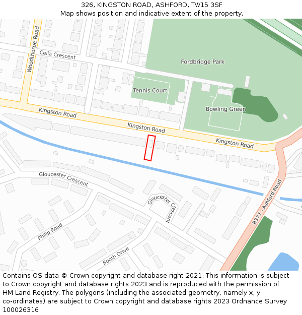 326, KINGSTON ROAD, ASHFORD, TW15 3SF: Location map and indicative extent of plot