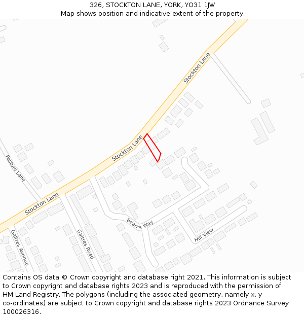 326, STOCKTON LANE, YORK, YO31 1JW: Location map and indicative extent of plot