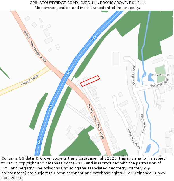 328, STOURBRIDGE ROAD, CATSHILL, BROMSGROVE, B61 9LH: Location map and indicative extent of plot