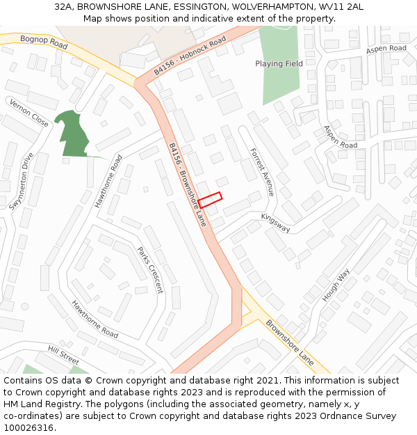 32A, BROWNSHORE LANE, ESSINGTON, WOLVERHAMPTON, WV11 2AL: Location map and indicative extent of plot