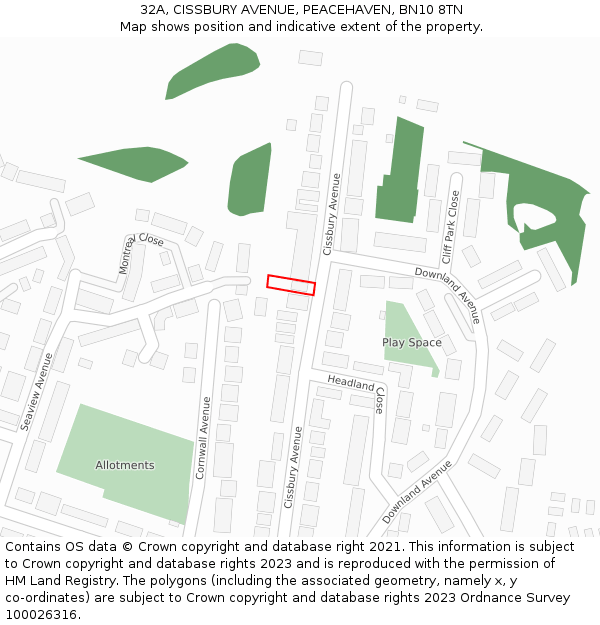 32A, CISSBURY AVENUE, PEACEHAVEN, BN10 8TN: Location map and indicative extent of plot