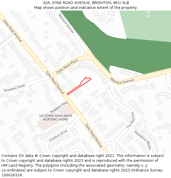 32A, DYKE ROAD AVENUE, BRIGHTON, BN1 5LB: Location map and indicative extent of plot