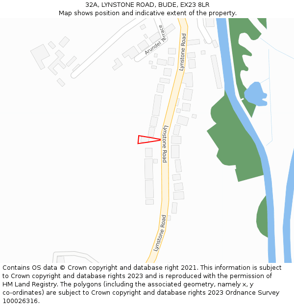 32A, LYNSTONE ROAD, BUDE, EX23 8LR: Location map and indicative extent of plot