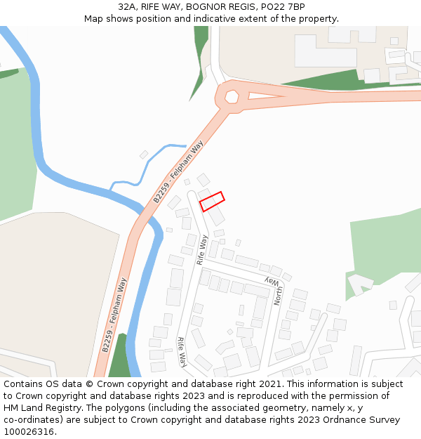 32A, RIFE WAY, BOGNOR REGIS, PO22 7BP: Location map and indicative extent of plot