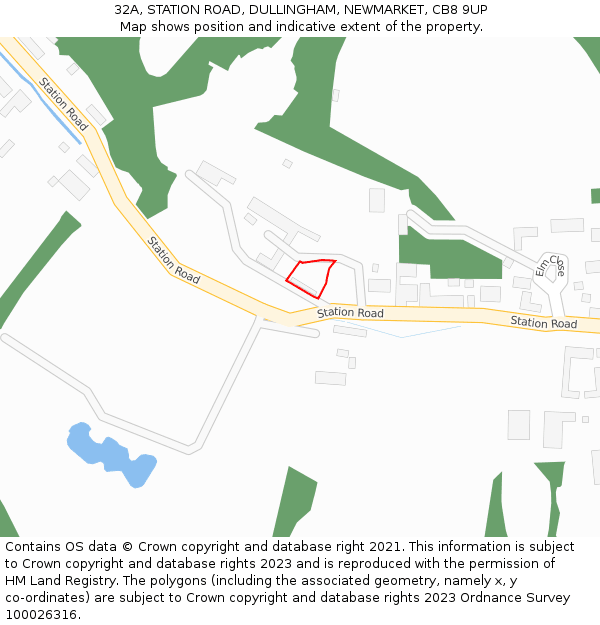 32A, STATION ROAD, DULLINGHAM, NEWMARKET, CB8 9UP: Location map and indicative extent of plot