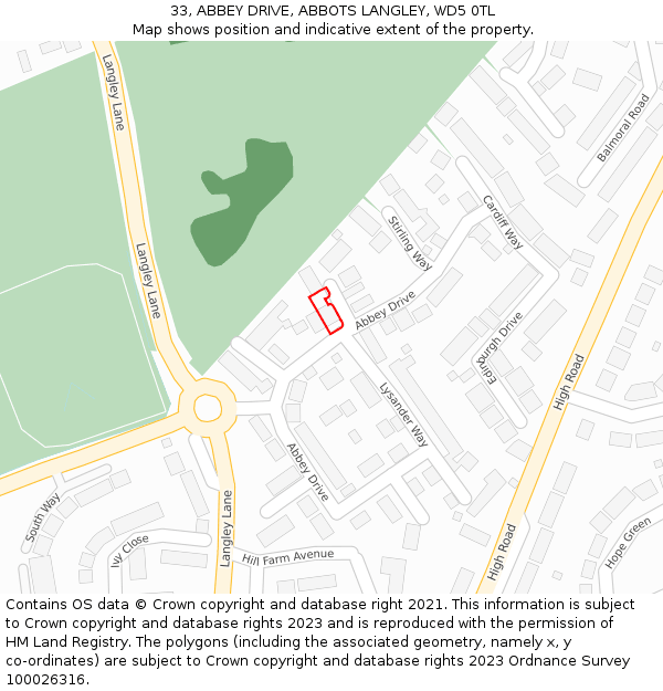 33, ABBEY DRIVE, ABBOTS LANGLEY, WD5 0TL: Location map and indicative extent of plot