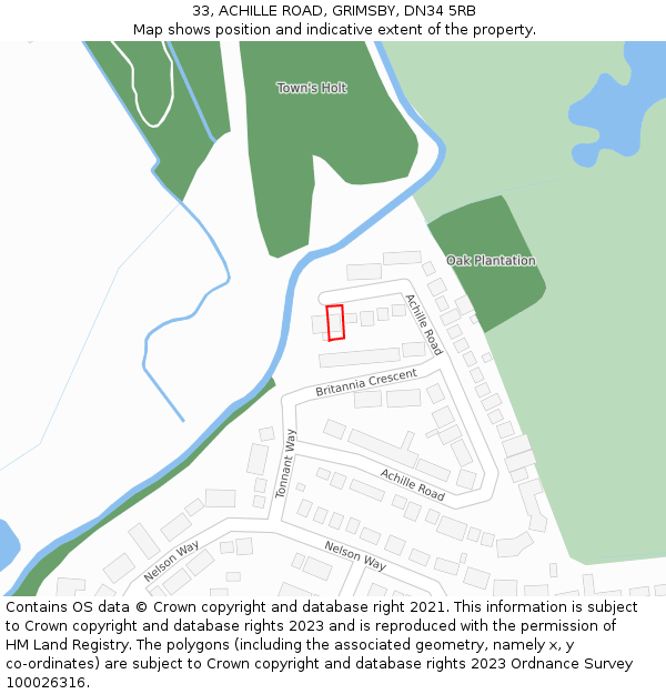 33, ACHILLE ROAD, GRIMSBY, DN34 5RB: Location map and indicative extent of plot