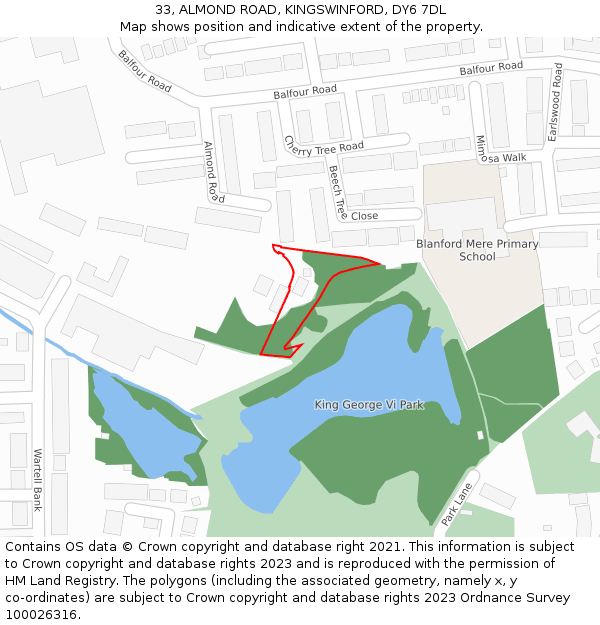 33, ALMOND ROAD, KINGSWINFORD, DY6 7DL: Location map and indicative extent of plot