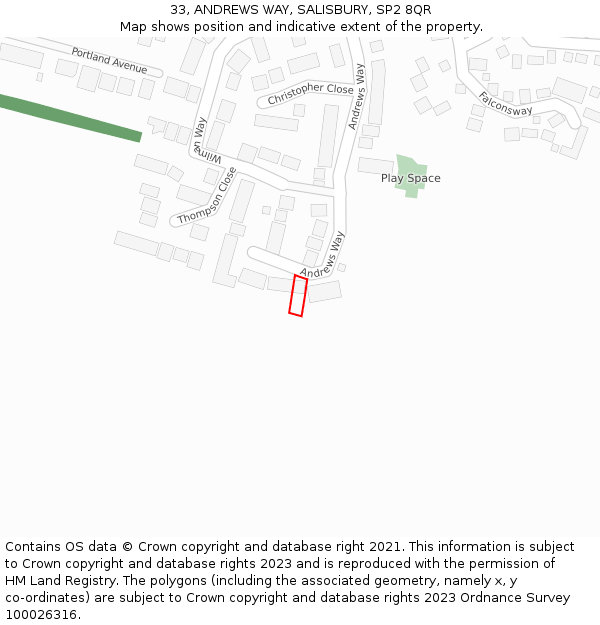 33, ANDREWS WAY, SALISBURY, SP2 8QR: Location map and indicative extent of plot