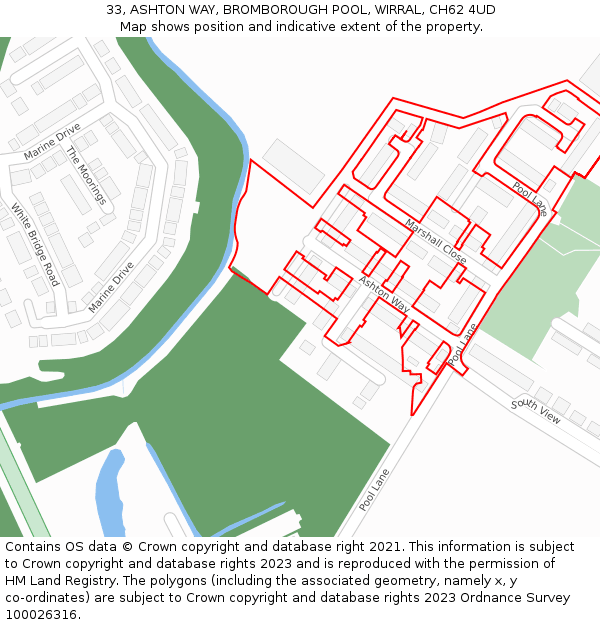33, ASHTON WAY, BROMBOROUGH POOL, WIRRAL, CH62 4UD: Location map and indicative extent of plot