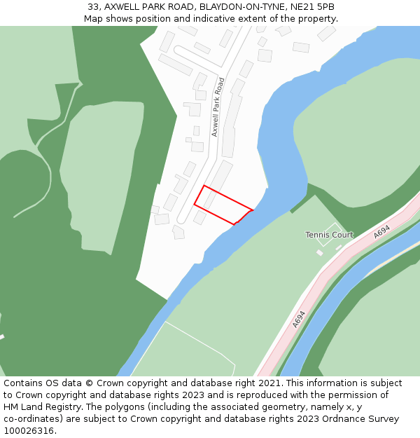 33, AXWELL PARK ROAD, BLAYDON-ON-TYNE, NE21 5PB: Location map and indicative extent of plot