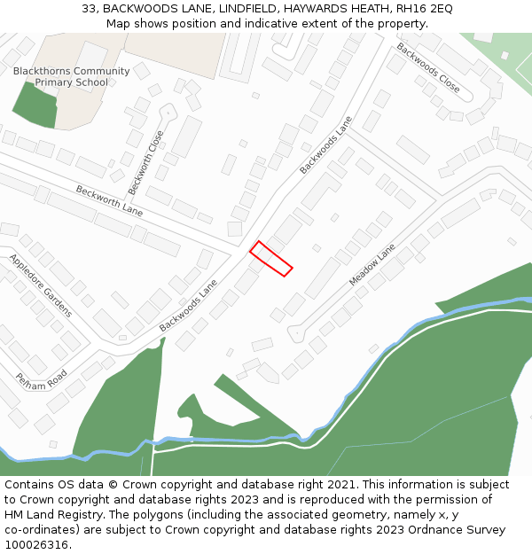 33, BACKWOODS LANE, LINDFIELD, HAYWARDS HEATH, RH16 2EQ: Location map and indicative extent of plot