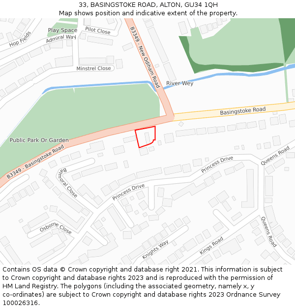 33, BASINGSTOKE ROAD, ALTON, GU34 1QH: Location map and indicative extent of plot