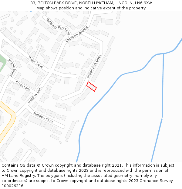 33, BELTON PARK DRIVE, NORTH HYKEHAM, LINCOLN, LN6 9XW: Location map and indicative extent of plot