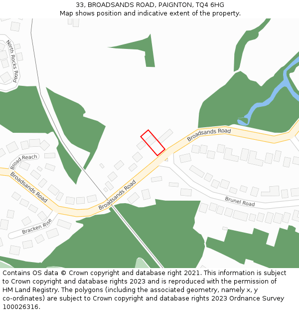 33, BROADSANDS ROAD, PAIGNTON, TQ4 6HG: Location map and indicative extent of plot