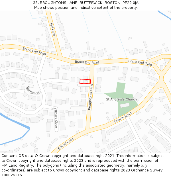 33, BROUGHTONS LANE, BUTTERWICK, BOSTON, PE22 0JA: Location map and indicative extent of plot