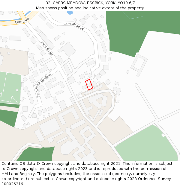 33, CARRS MEADOW, ESCRICK, YORK, YO19 6JZ: Location map and indicative extent of plot
