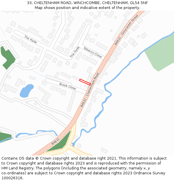 33, CHELTENHAM ROAD, WINCHCOMBE, CHELTENHAM, GL54 5NF: Location map and indicative extent of plot