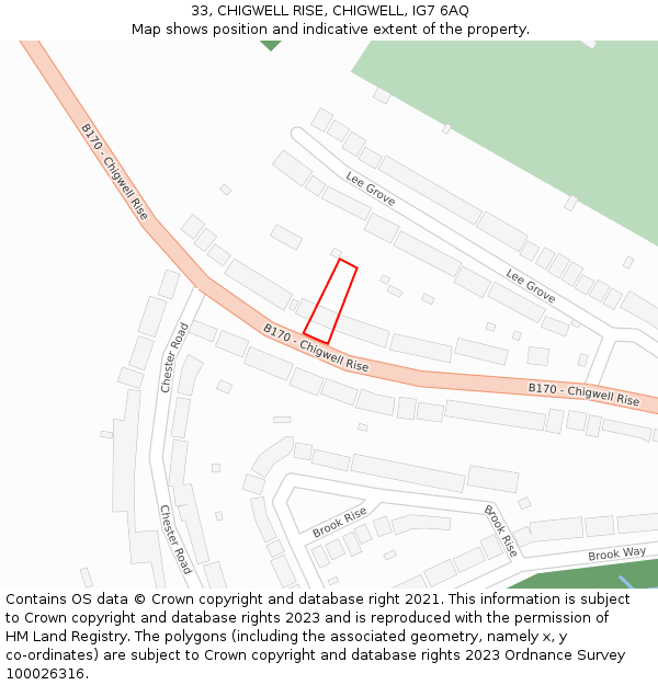 33, CHIGWELL RISE, CHIGWELL, IG7 6AQ: Location map and indicative extent of plot