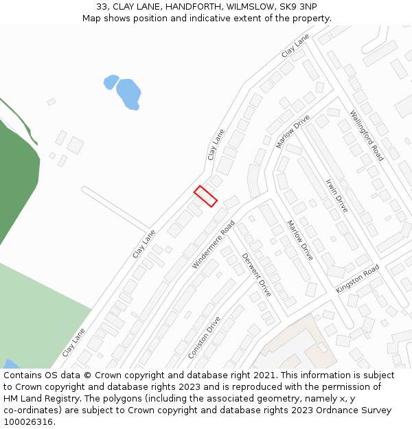 33, CLAY LANE, HANDFORTH, WILMSLOW, SK9 3NP: Location map and indicative extent of plot
