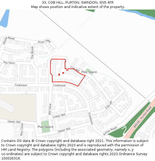 33, COB HILL, PURTON, SWINDON, SN5 4FR: Location map and indicative extent of plot