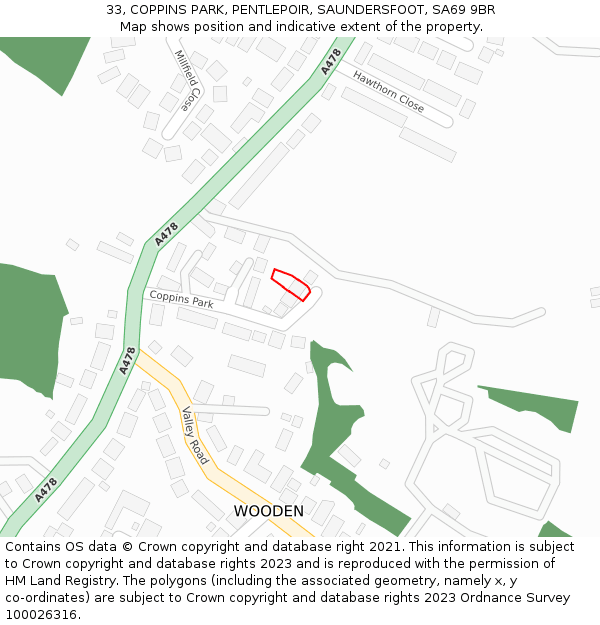 33, COPPINS PARK, PENTLEPOIR, SAUNDERSFOOT, SA69 9BR: Location map and indicative extent of plot