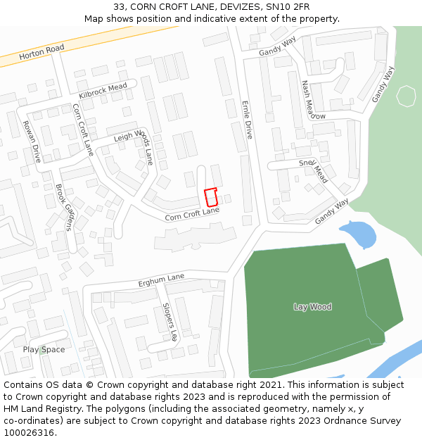 33, CORN CROFT LANE, DEVIZES, SN10 2FR: Location map and indicative extent of plot