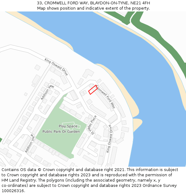 33, CROMWELL FORD WAY, BLAYDON-ON-TYNE, NE21 4FH: Location map and indicative extent of plot