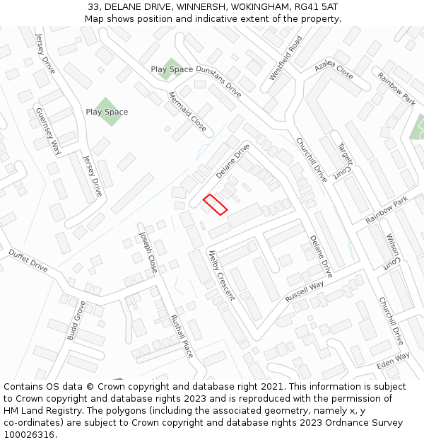 33, DELANE DRIVE, WINNERSH, WOKINGHAM, RG41 5AT: Location map and indicative extent of plot