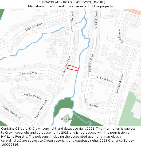 33, DOWNS VIEW ROAD, HASSOCKS, BN6 8HJ: Location map and indicative extent of plot