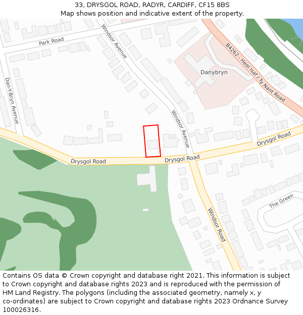 33, DRYSGOL ROAD, RADYR, CARDIFF, CF15 8BS: Location map and indicative extent of plot