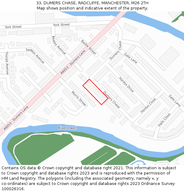 33, DUMERS CHASE, RADCLIFFE, MANCHESTER, M26 2TH: Location map and indicative extent of plot