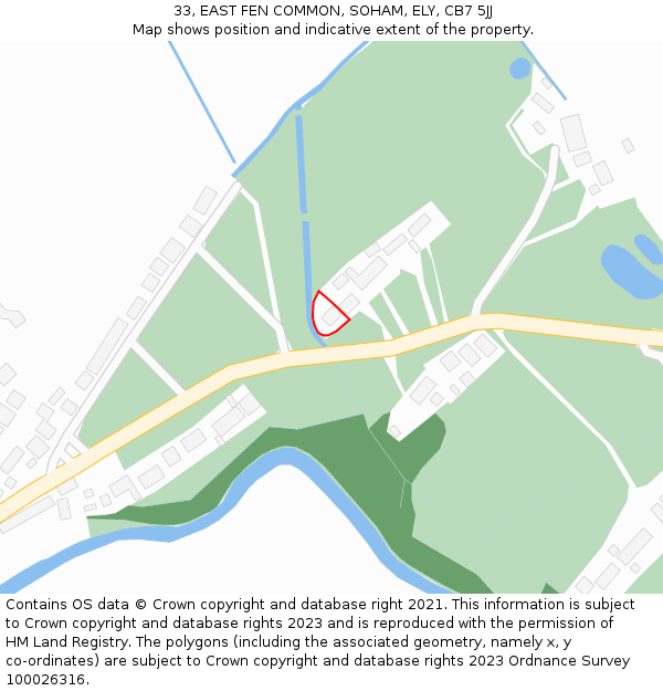 33, EAST FEN COMMON, SOHAM, ELY, CB7 5JJ: Location map and indicative extent of plot