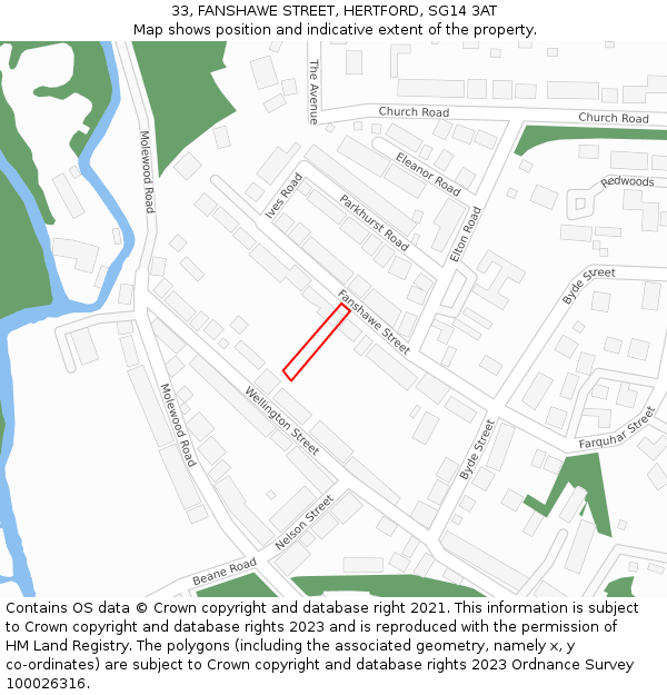 33, FANSHAWE STREET, HERTFORD, SG14 3AT: Location map and indicative extent of plot