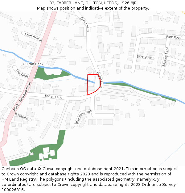 33, FARRER LANE, OULTON, LEEDS, LS26 8JP: Location map and indicative extent of plot