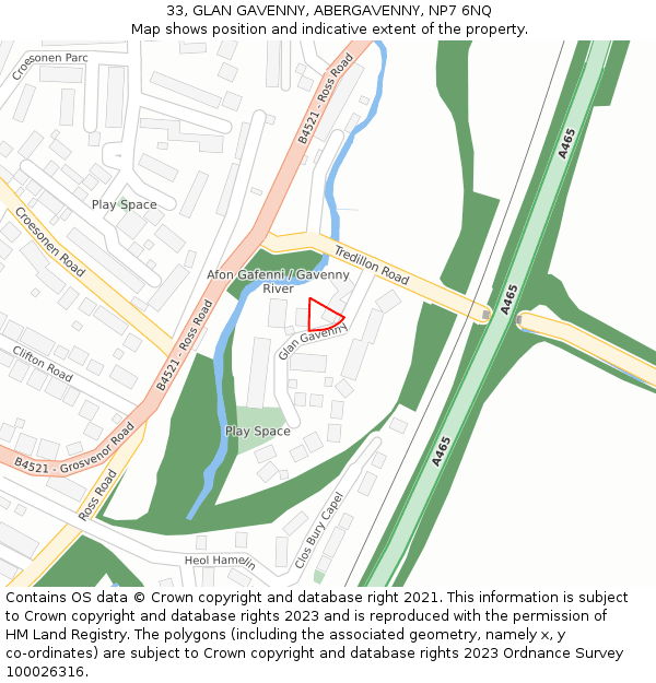 33, GLAN GAVENNY, ABERGAVENNY, NP7 6NQ: Location map and indicative extent of plot