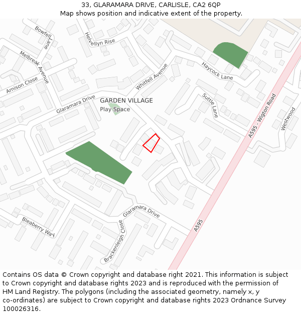 33, GLARAMARA DRIVE, CARLISLE, CA2 6QP: Location map and indicative extent of plot