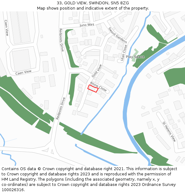 33, GOLD VIEW, SWINDON, SN5 8ZG: Location map and indicative extent of plot