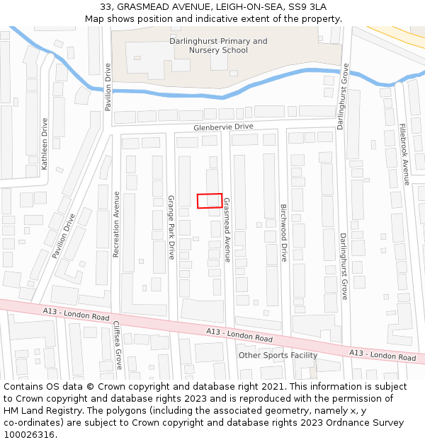 33, GRASMEAD AVENUE, LEIGH-ON-SEA, SS9 3LA: Location map and indicative extent of plot