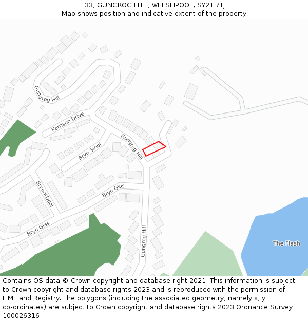 33, GUNGROG HILL, WELSHPOOL, SY21 7TJ: Location map and indicative extent of plot