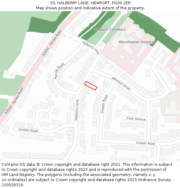 33, HALBERRY LANE, NEWPORT, PO30 2ER: Location map and indicative extent of plot