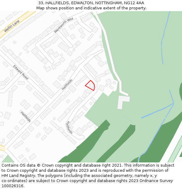 33, HALLFIELDS, EDWALTON, NOTTINGHAM, NG12 4AA: Location map and indicative extent of plot