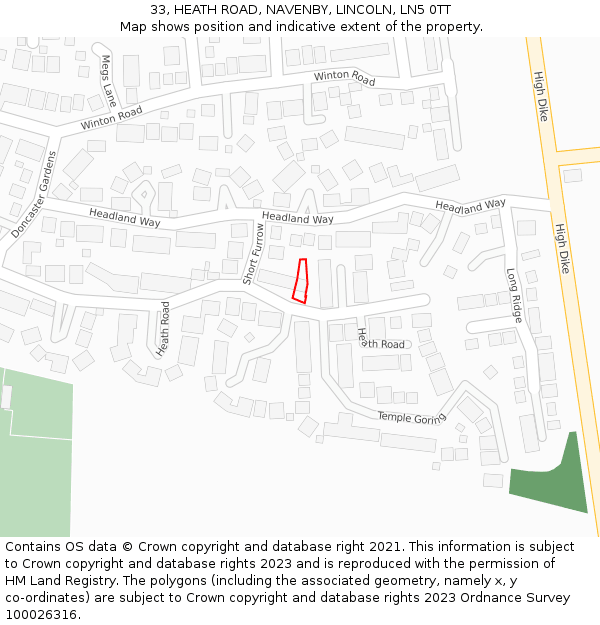 33, HEATH ROAD, NAVENBY, LINCOLN, LN5 0TT: Location map and indicative extent of plot