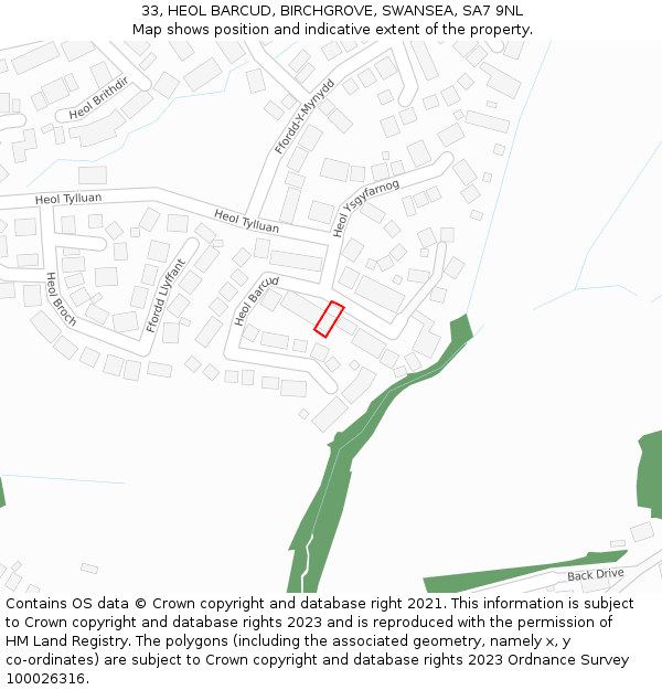 33, HEOL BARCUD, BIRCHGROVE, SWANSEA, SA7 9NL: Location map and indicative extent of plot