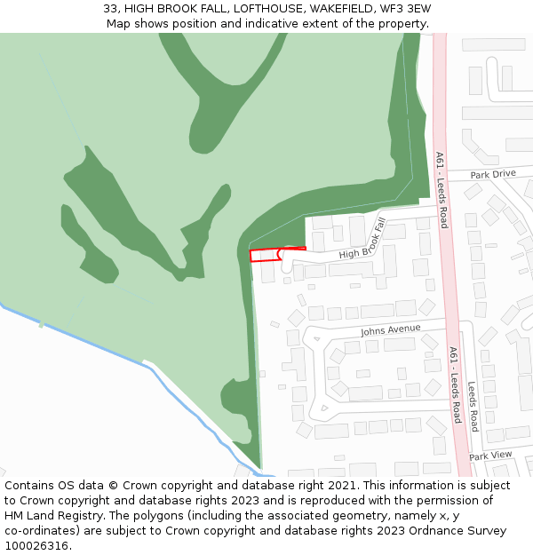 33, HIGH BROOK FALL, LOFTHOUSE, WAKEFIELD, WF3 3EW: Location map and indicative extent of plot