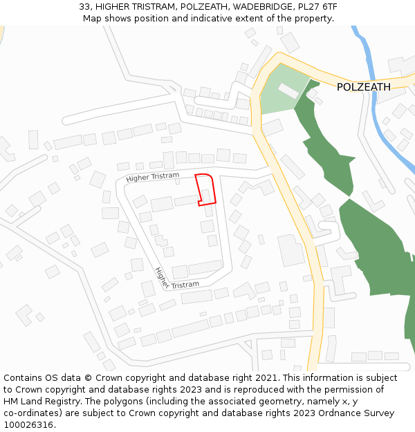 33, HIGHER TRISTRAM, POLZEATH, WADEBRIDGE, PL27 6TF: Location map and indicative extent of plot